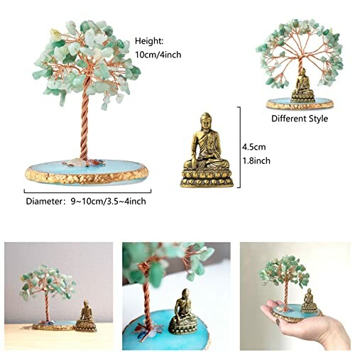 A gemstone tree with Buddha statue for decoration, perfect for home decor and meditation.